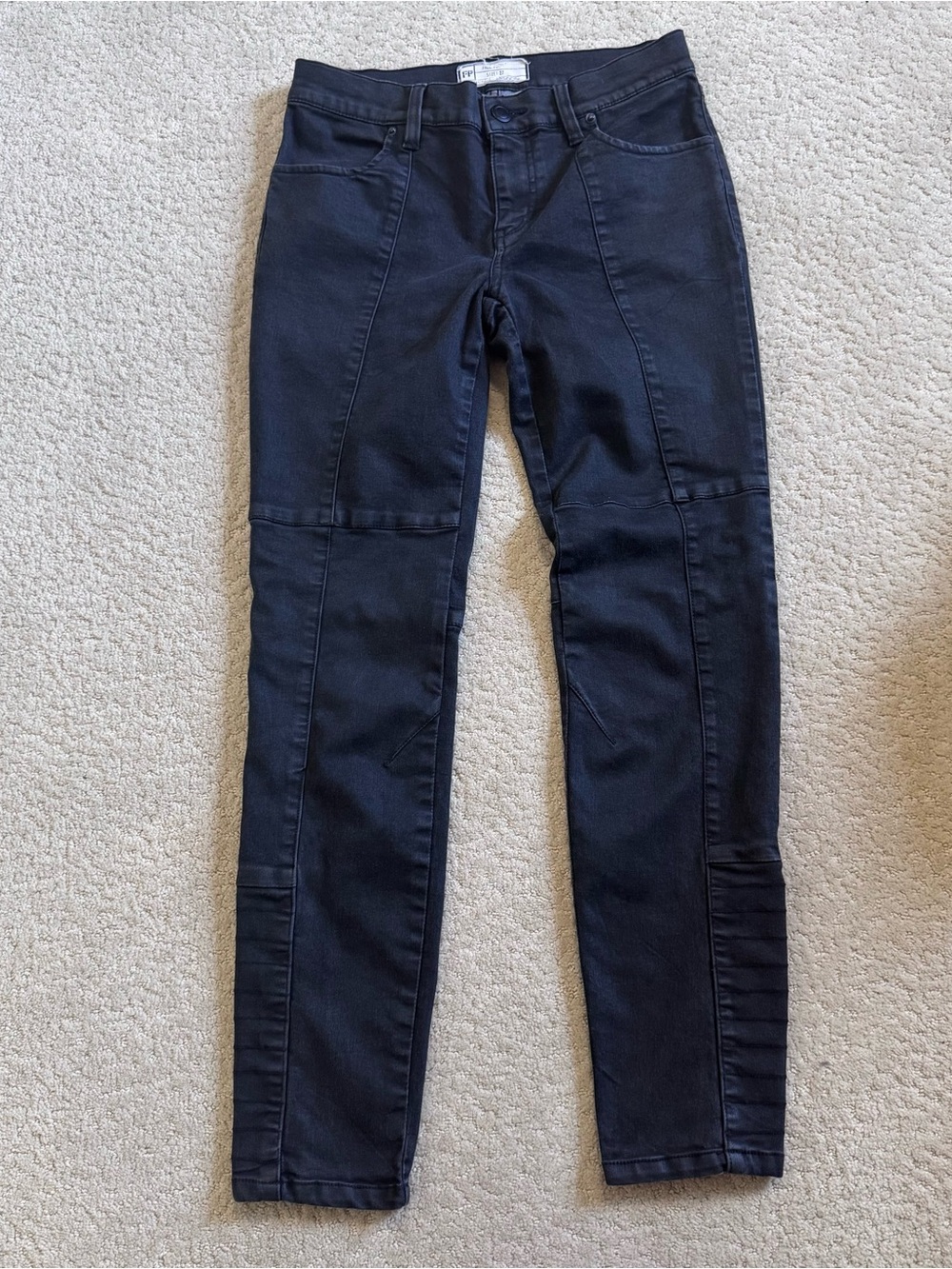 Free People Skinny Women’s Moto Denim Jeans Pants Black 27